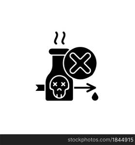 Illegal poison hunting black glyph icon. Prohibit poisonous substances usage. Poison hunting banning. Unlawful predator killing. Silhouette symbol on white space. Vector isolated illustration. Illegal poison hunting black glyph icon