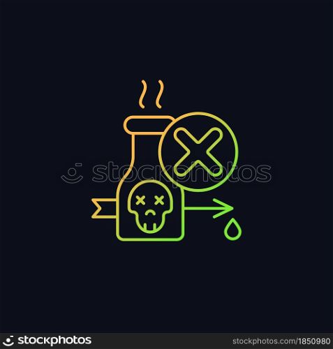 Illegal poison hunting gradient vector icon for dark theme. Prohibit poisonous and toxic substances usage. Thin line color symbol. Modern style pictogram. Vector isolated outline drawing. Illegal poison hunting gradient vector icon for dark theme