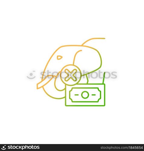 Illegal wildlife trade gradient linear vector icon. Wild animals trafficking. Poaching. Ivory and skin trade. Thin line color symbol. Modern style pictogram. Vector isolated outline drawing. Illegal wildlife trade gradient linear vector icon