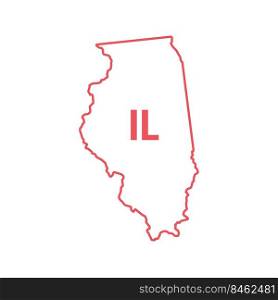 Illinois US state map red outline border. Vector illustration isolated on white. Two-letter state abbreviation.. Illinois US state map red outline border. Vector illustration. Two-letter state abbreviation