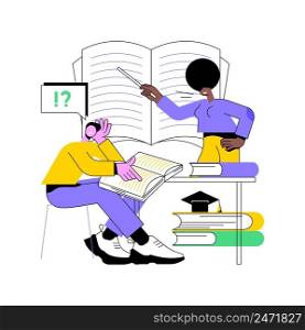 Illiteracy abstract concept vector illustration. Learning difficulties disability, inability to read write, uneducated people, dyslexia, children at school, adult man learning abstract metaphor.. Illiteracy abstract concept vector illustration.