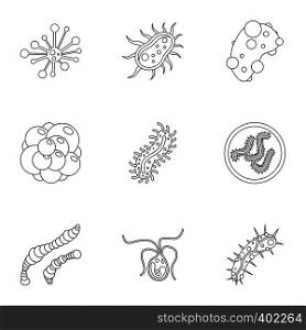 Illness icons set. Outline illustration of 9 illness vector icons for web. Illness icons set, outline style