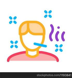 Illness Man Icon Vector. Outline Illness Man Sign. Isolated Contour Symbol Illustration. Illness Man Icon Vector Outline Illustration