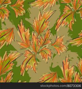 Illudtration Seamless Texture with Red Autumn Leaves