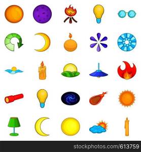 Illuminant icons set. Cartoon set of 25 illuminant vector icons for web isolated on white background. Illuminant icons set, cartoon style
