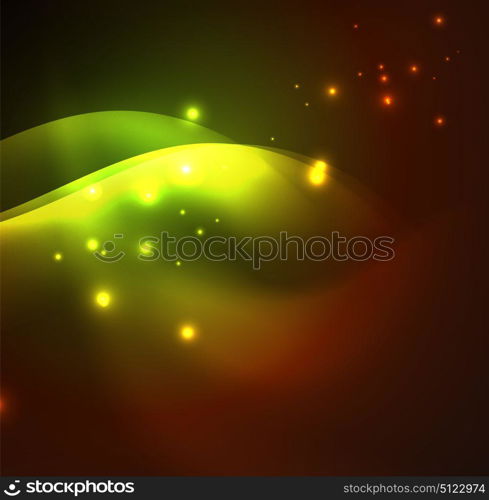 Illuminated neon waves. Vector abstract illuminated neon waves