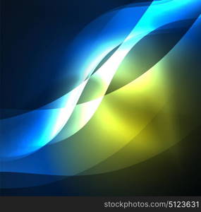 Illuminated neon waves. Vector abstract illuminated neon waves