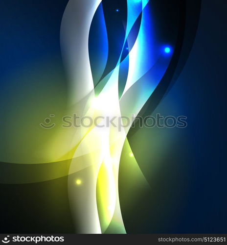 Illuminated neon waves. Vector abstract illuminated neon waves