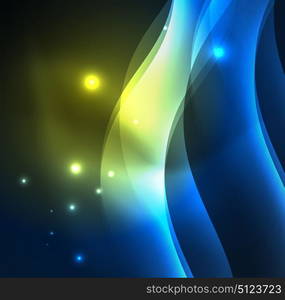 Illuminated neon waves. Vector abstract illuminated neon waves