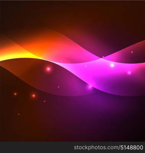 Illuminated neon waves. Vector abstract illuminated neon waves