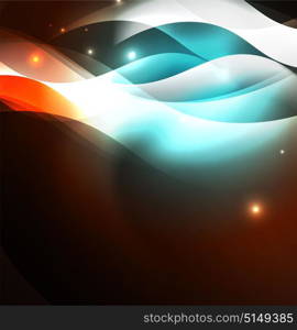 Illuminated neon waves. Vector abstract illuminated neon waves