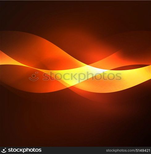 Illuminated neon waves. Vector abstract illuminated neon waves