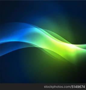 Illuminated neon waves. Vector abstract illuminated neon waves