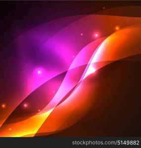 Illuminated neon waves. Vector abstract illuminated neon waves