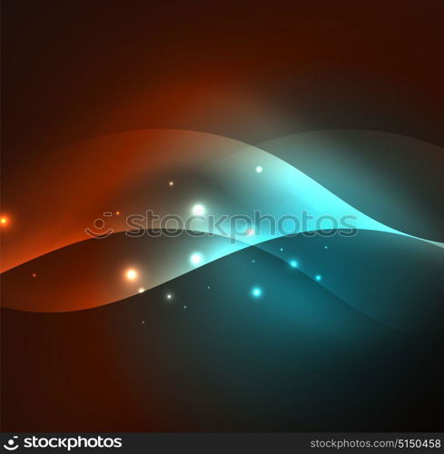 Illuminated neon waves. Vector abstract illuminated neon waves