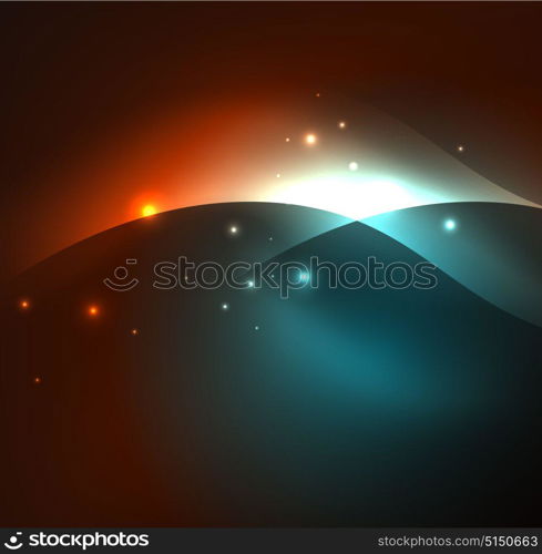 Illuminated neon waves. Vector abstract illuminated neon waves