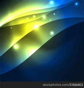 Illuminated neon waves. Vector abstract illuminated neon waves