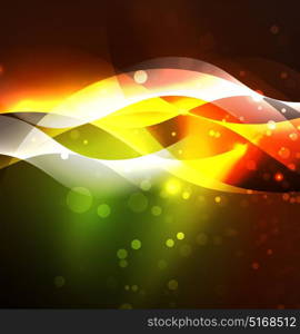 Illuminated neon waves. Vector abstract illuminated neon waves