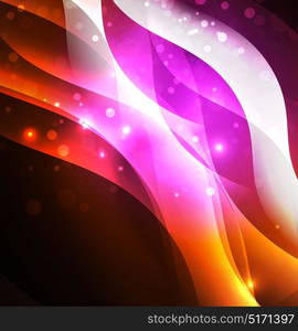 Illuminated neon waves. Vector abstract illuminated neon waves