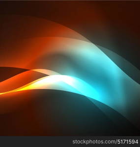 Illuminated neon waves. Vector abstract illuminated neon waves