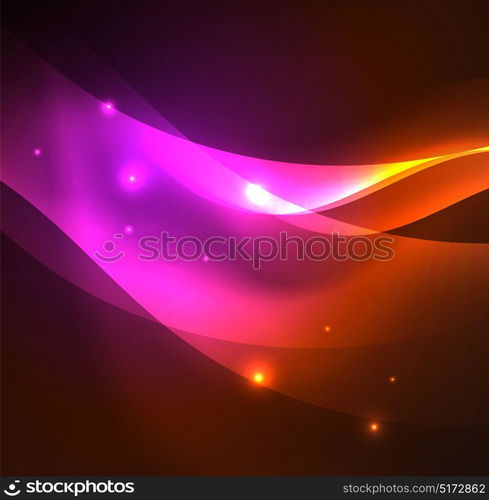 Illuminated neon waves. Vector abstract illuminated neon waves