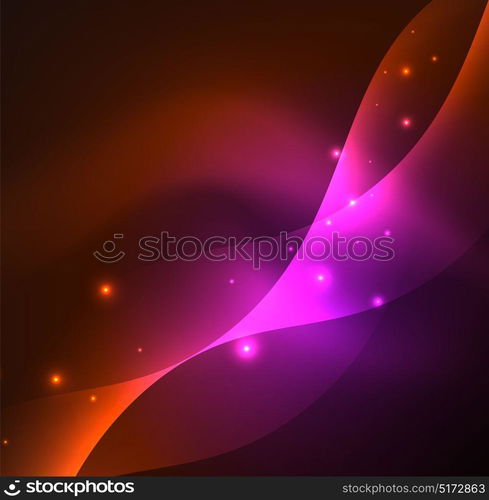 Illuminated neon waves. Vector abstract illuminated neon waves