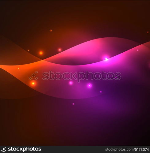 Illuminated neon waves. Vector abstract illuminated neon waves