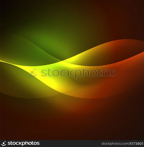 Illuminated neon waves. Vector abstract illuminated neon waves