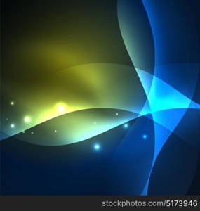 Illuminated neon waves. Vector abstract illuminated neon waves