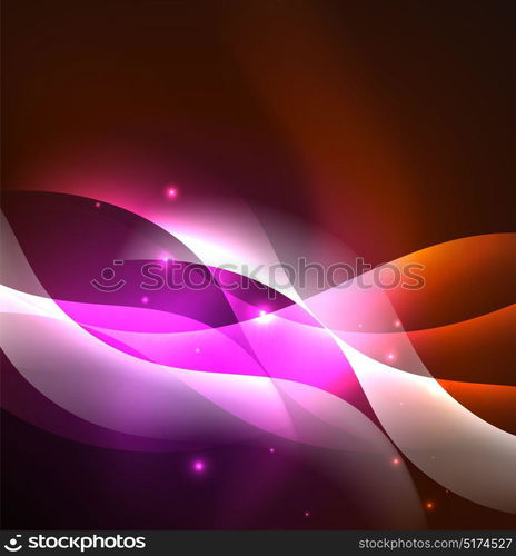 Illuminated neon waves. Vector abstract illuminated neon waves