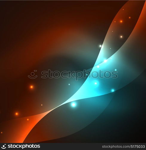 Illuminated neon waves. Vector abstract illuminated neon waves