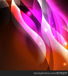 Illuminated neon waves. Vector abstract illuminated neon waves