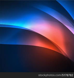 Illuminated neon waves. Vector abstract illuminated neon waves