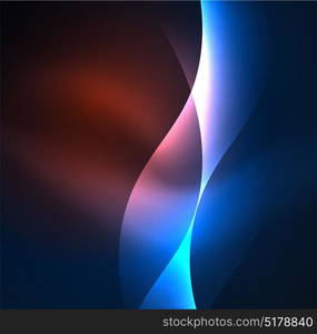 Illuminated neon waves. Vector abstract illuminated neon waves