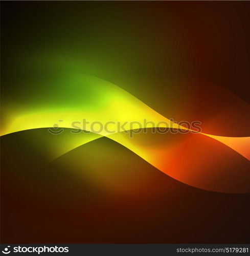 Illuminated neon waves. Vector abstract illuminated neon waves