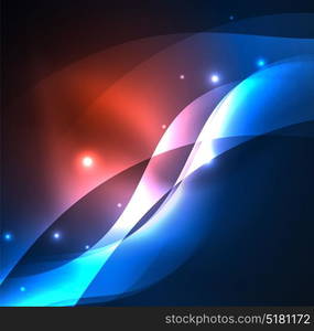 Illuminated neon waves. Vector abstract illuminated neon waves