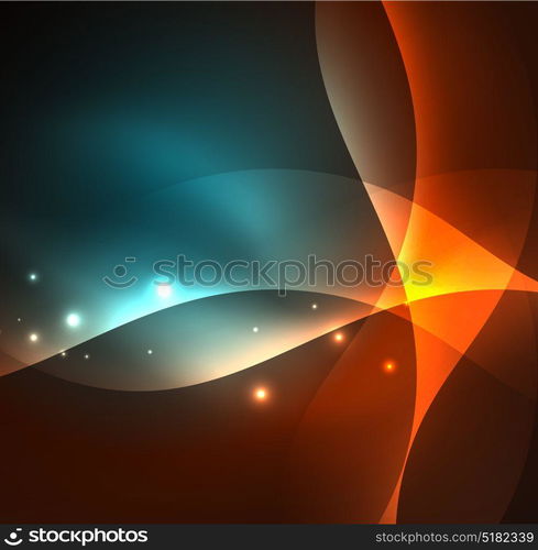 Illuminated neon waves. Vector abstract illuminated neon waves