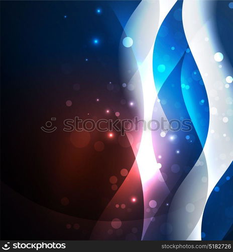 Illuminated neon waves. Vector abstract illuminated neon waves