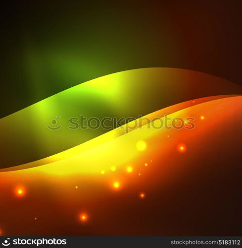 Illuminated neon waves. Vector abstract illuminated neon waves