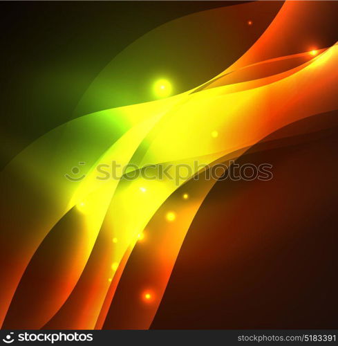 Illuminated neon waves. Vector abstract illuminated neon waves