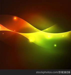 Illuminated neon waves. Vector abstract illuminated neon waves