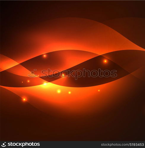 Illuminated neon waves. Vector abstract illuminated neon waves