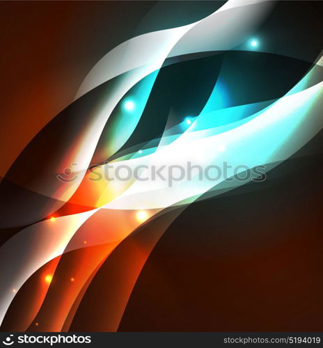 Illuminated neon waves. Vector abstract illuminated neon waves