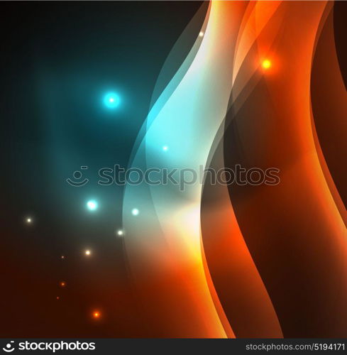 Illuminated neon waves. Vector abstract illuminated neon waves