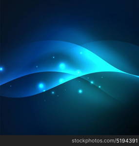 Illuminated neon waves. Vector abstract illuminated neon waves