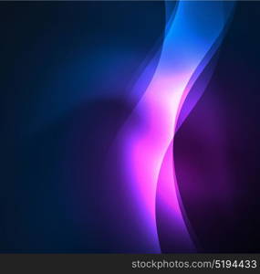 Illuminated neon waves. Vector abstract illuminated neon waves