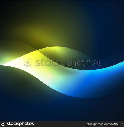 Illuminated neon waves. Vector abstract illuminated neon waves