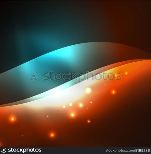 Illuminated neon waves. Vector abstract illuminated neon waves