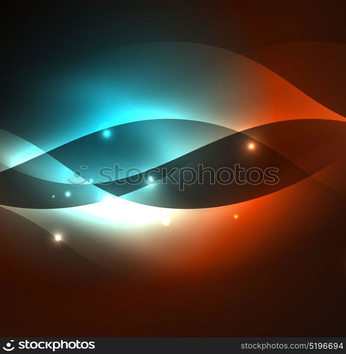 Illuminated neon waves. Vector abstract illuminated neon waves