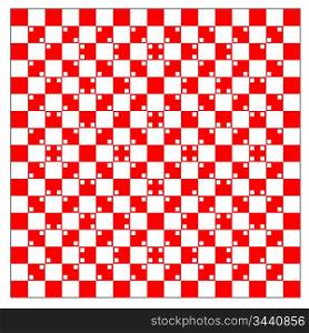 illusion of volume in red and white squares